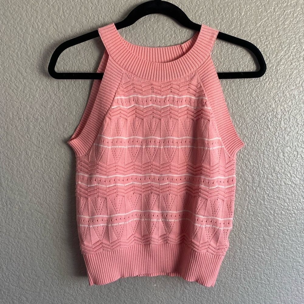 Pink Textured Knit Sleeveless Top – Size XS